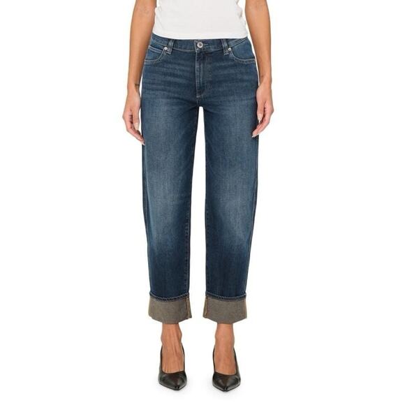 DL1961 PREMIUM DENIM Thea Boyfriend Relaxed Jeans Buffview Cuffed Size 33 - Picture 1 of 6